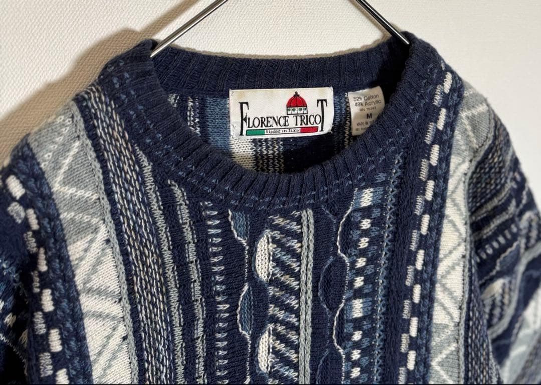 Florence Tricot ブルガリア製　コットン　3Dニット　セーター — image 5
