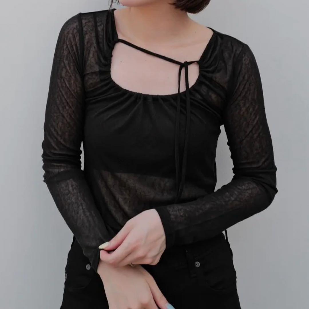 vallan Decollete Gather Sheer Tops — image 2