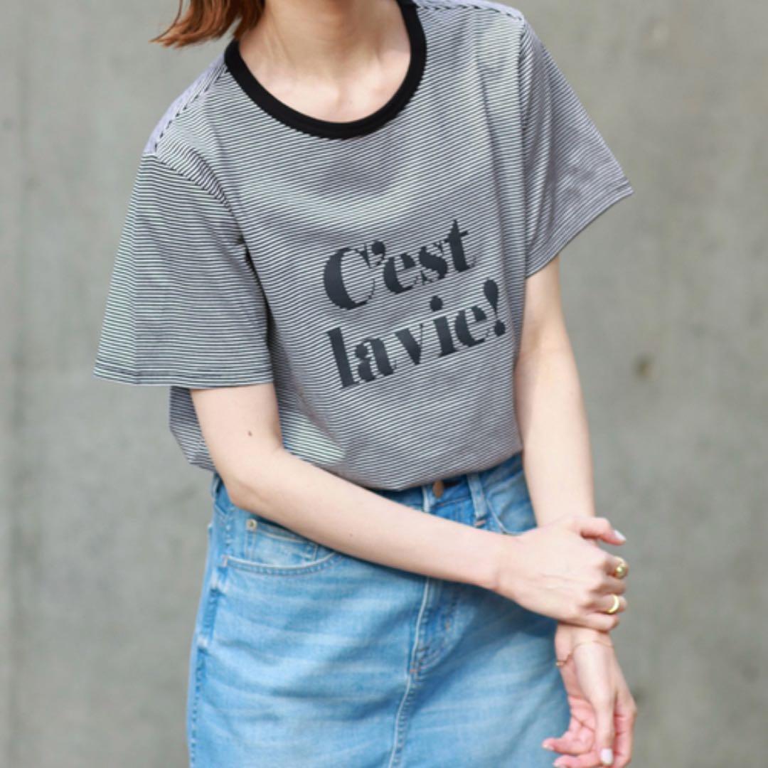 【美品】スローブイエナ ボーダーTシャツ 日本製　ネイビー　カットソー — image 2