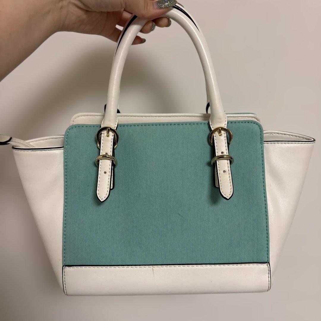Samantha & chouette ハンド バッグ ターコイズ ホワイト — image 2
