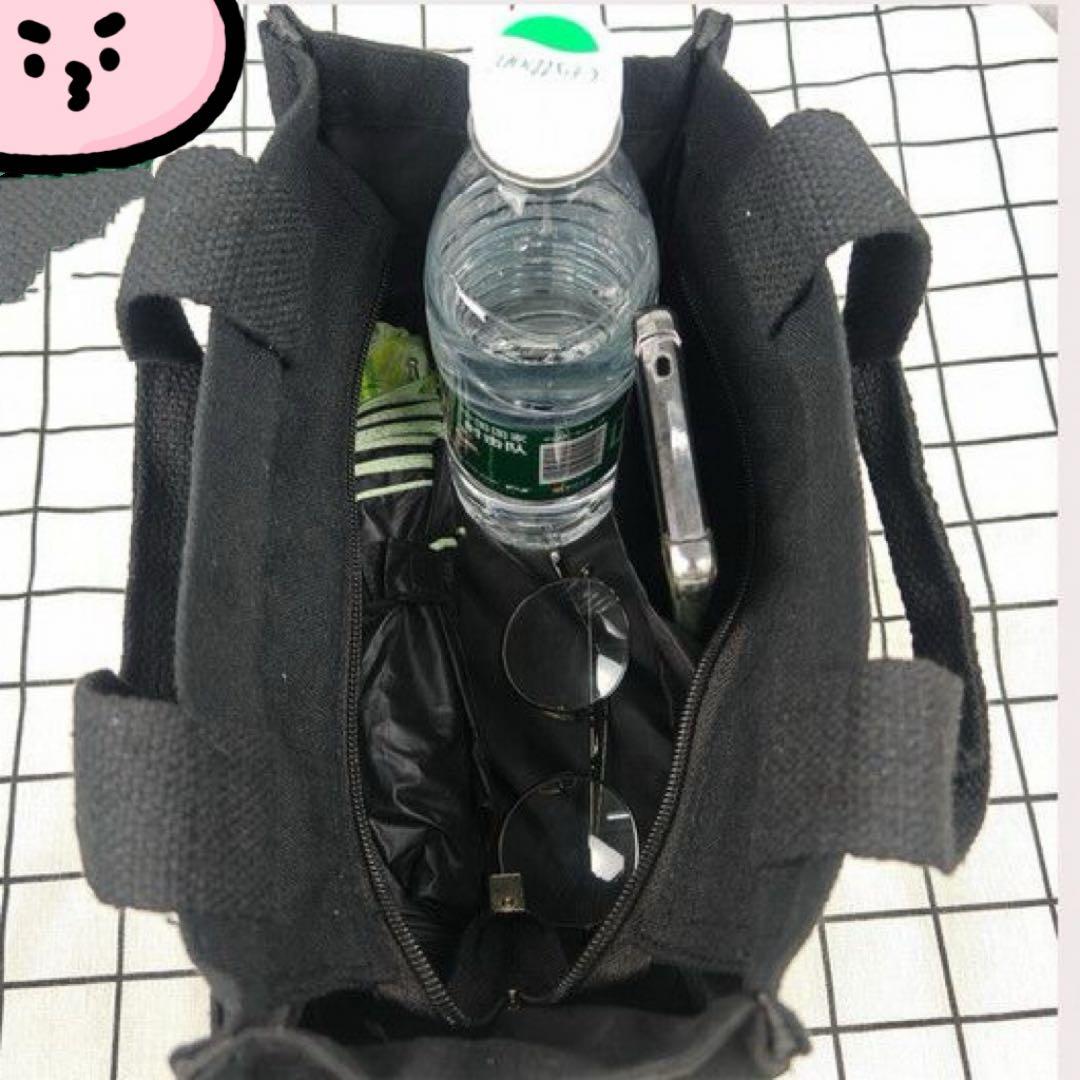 新品スタバ 弁当バッグ トートバック　ランチバッグ　黒　手提げバッグ　キャンバス — image 5