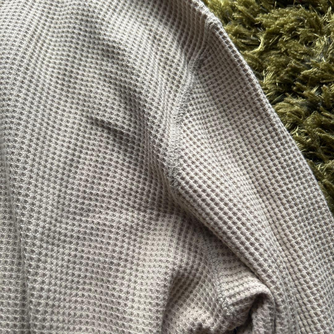 ワッフルニット クルーネック 長袖 ベージュ — image 2