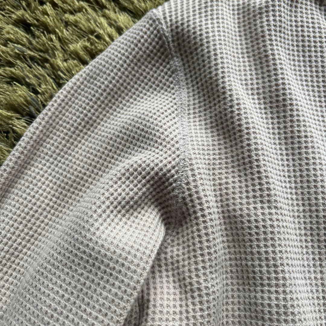 ワッフルニット クルーネック 長袖 ベージュ — image 3