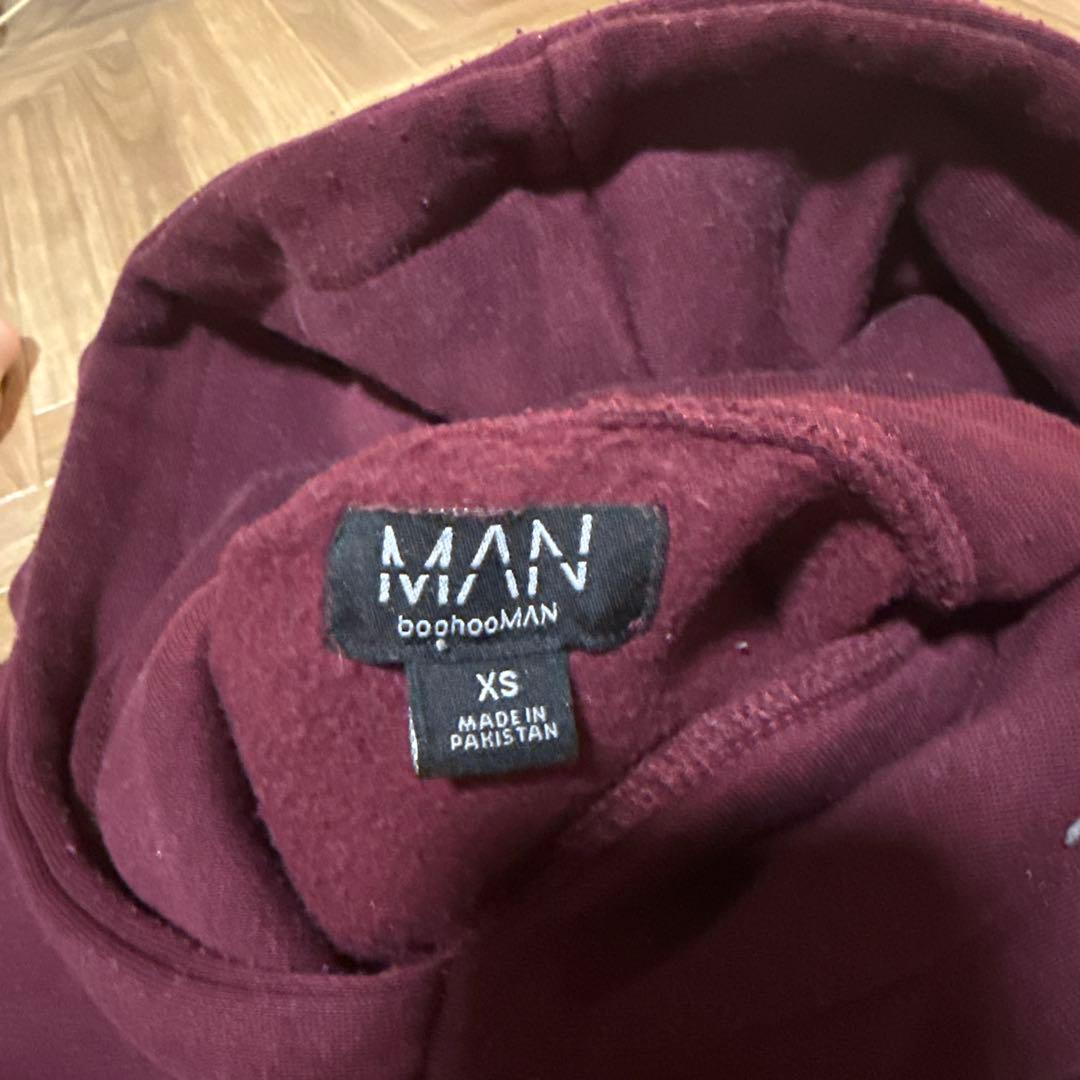 boohooMAN フーディー スウェット セット バーガンディ ストリート — image 3