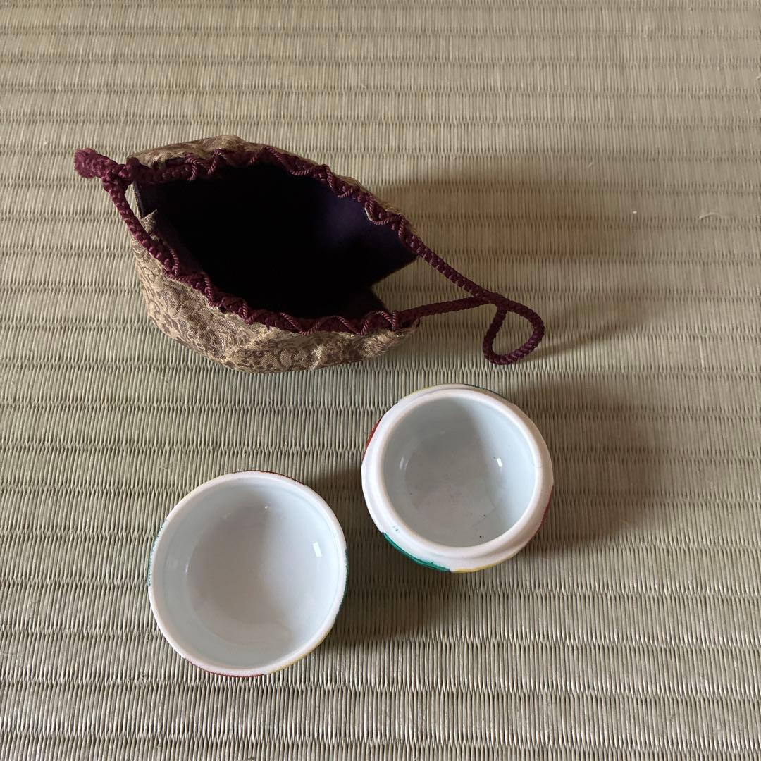 香合 陶器 手毬文様 茶道具 収納袋付き — image 2