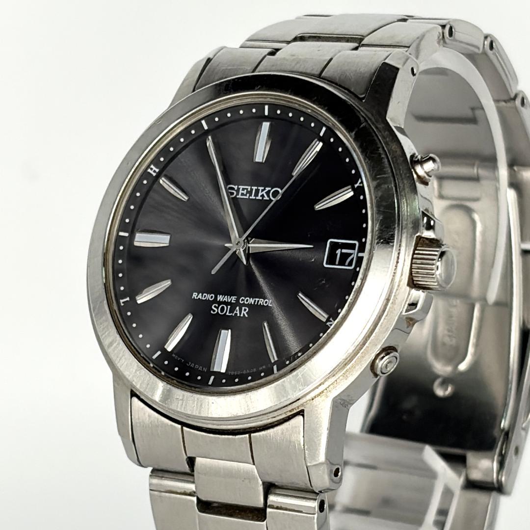 SEIKO 腕時計 メンズ 電波ソーラー 稼働品 7B52-0AF0 デイト — image 3