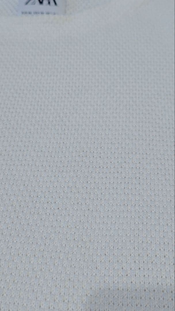ZARA ザラ 半袖Tシャツ ワッフル クルーネック 白 メンズ M相当 — image 3
