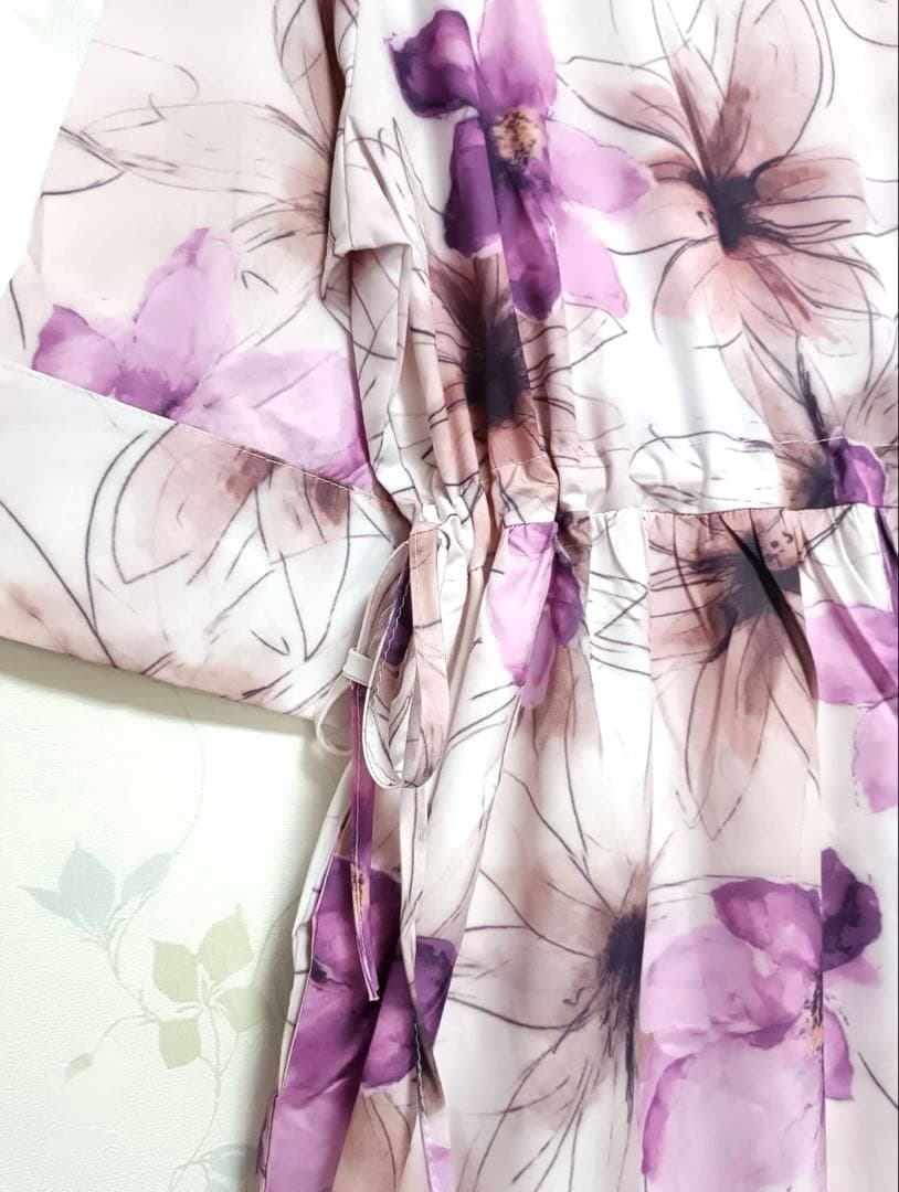 新品 花柄ロングフレアワンピース 2XL ピンク — image 4