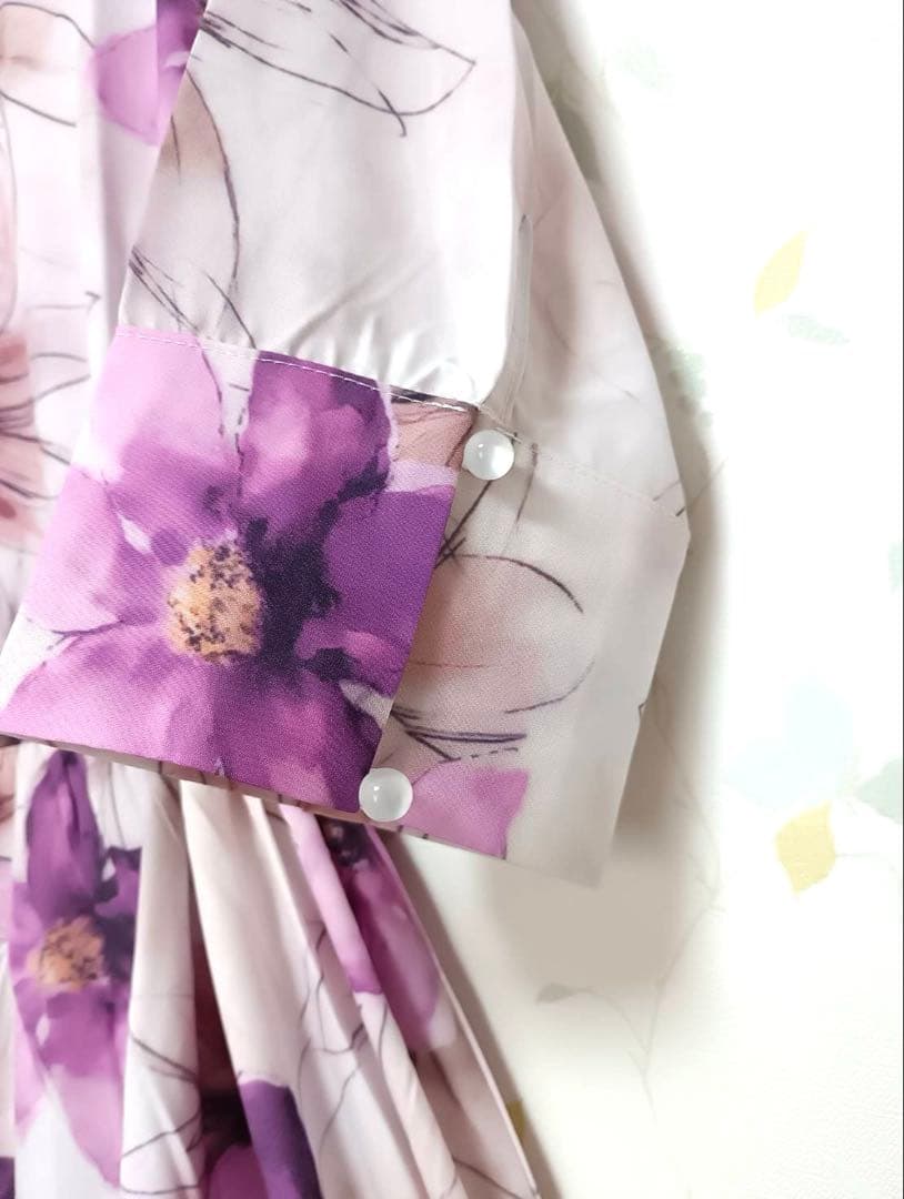 新品 花柄ロングフレアワンピース 2XL ピンク — image 5
