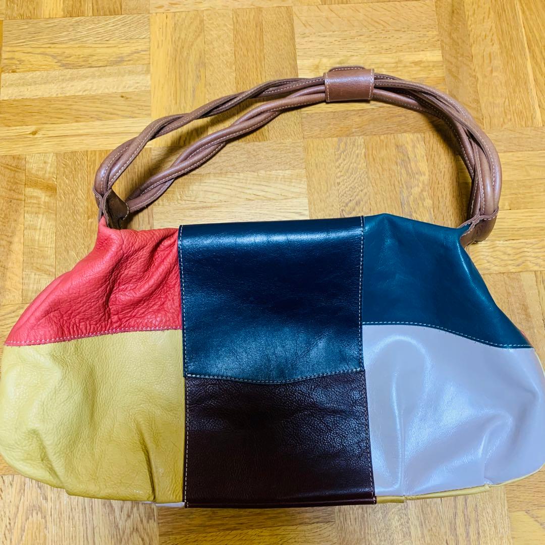 パッチワークデザイン レザーバッグ　ハンドメイド — image 2