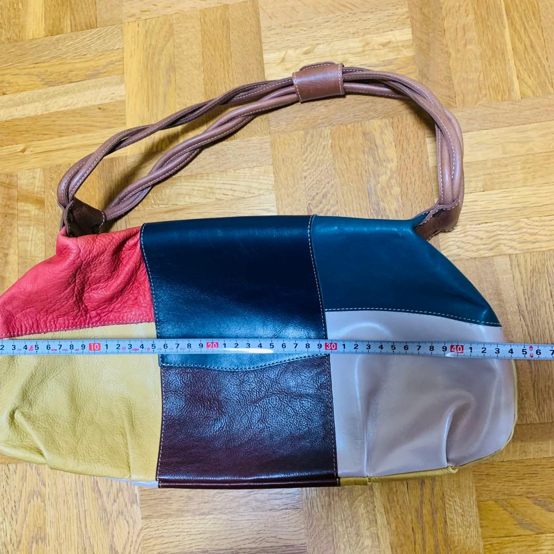 パッチワークデザイン レザーバッグ　ハンドメイド — image 3