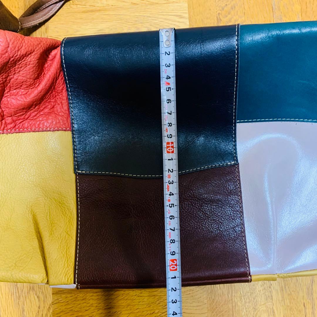 パッチワークデザイン レザーバッグ　ハンドメイド — image 4