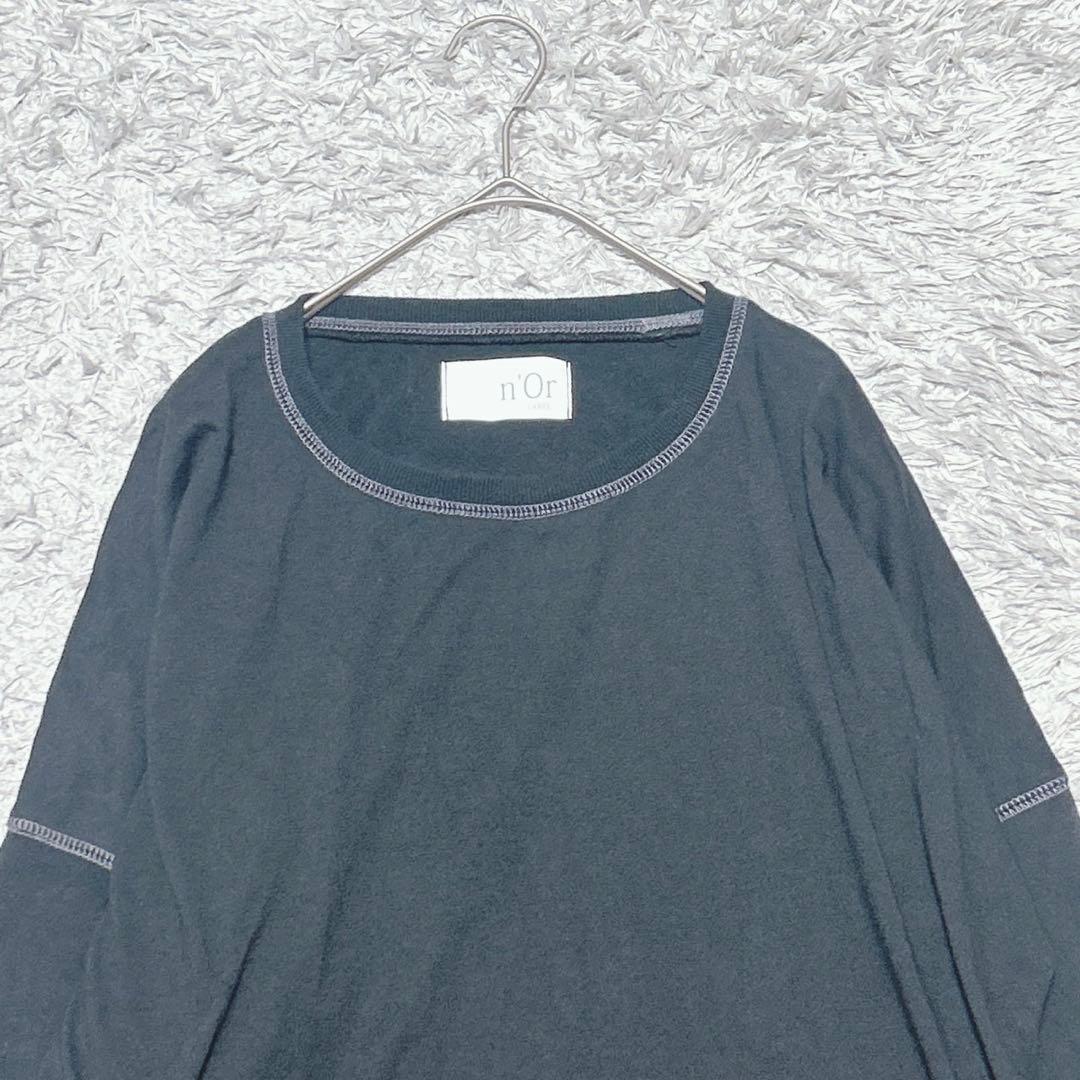 n'OrLABEL 長袖カットソー ゆるだぼロングTシャツ ステッチ (F)黒 — image 3