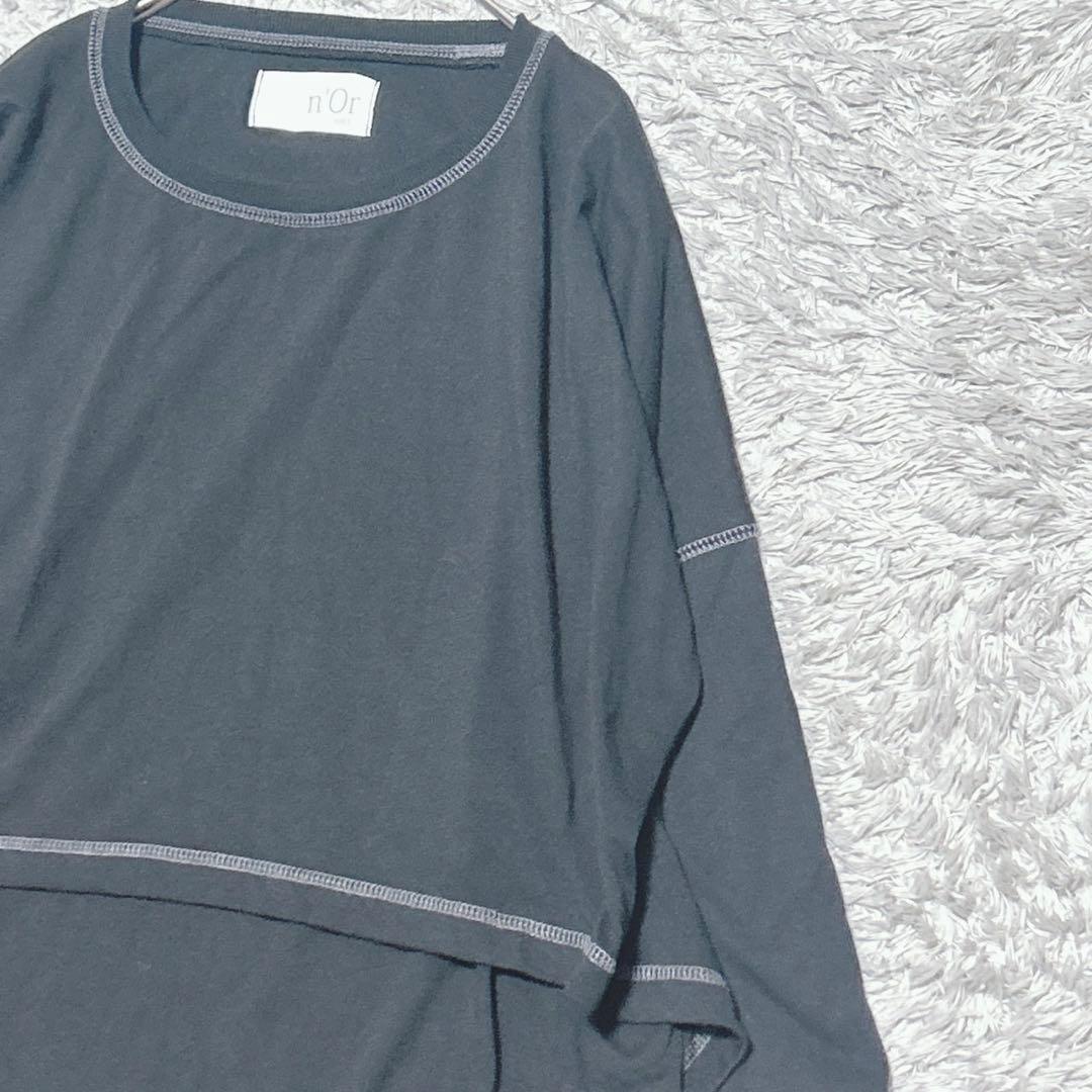 n'OrLABEL 長袖カットソー ゆるだぼロングTシャツ ステッチ (F)黒 — image 4