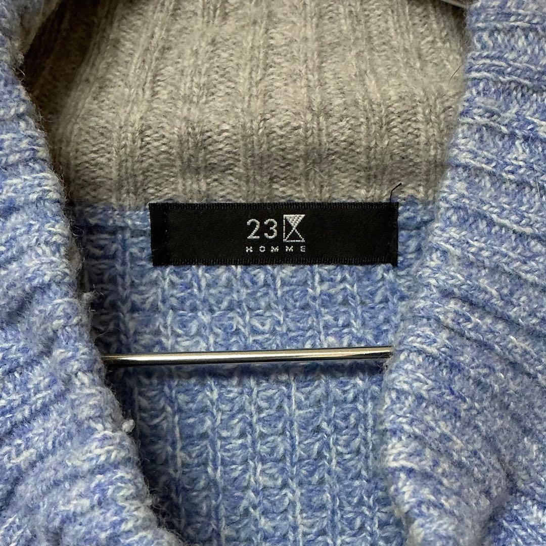 23区 HOMME ニット セーター ハーフボタン ブルー系 サイズ48 — image 3
