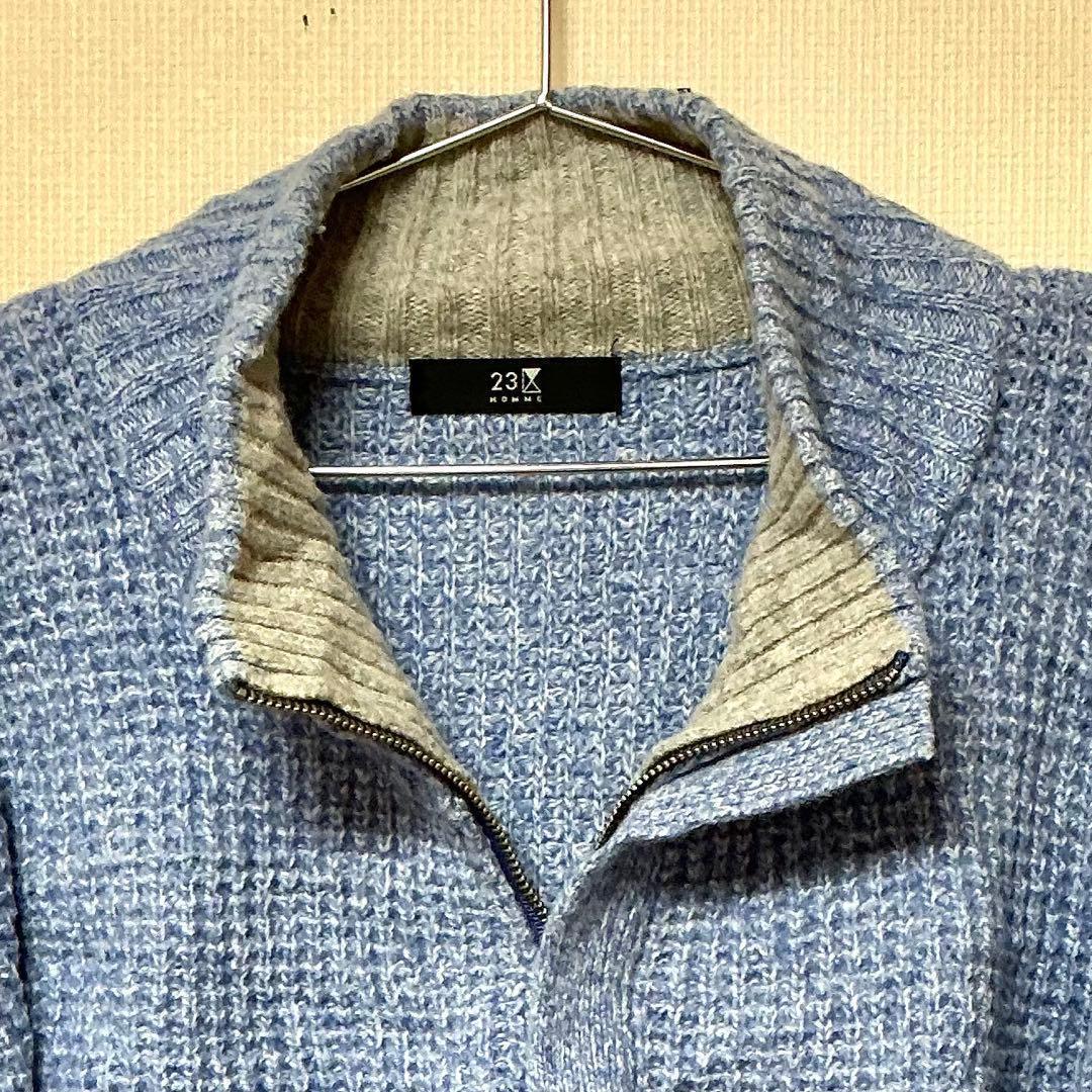 23区 HOMME ニット セーター ハーフボタン ブルー系 サイズ48 — image 4