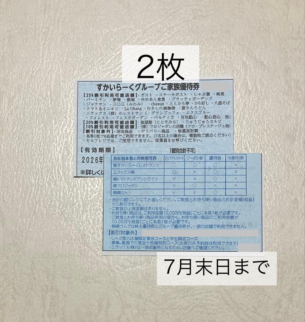 すかいらーくグループ25%割引優待券 2枚 — image 2