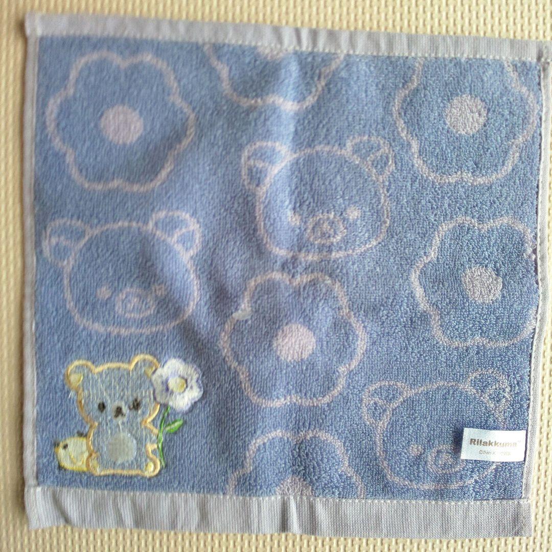 リラックマ ミニタオルハンカチ パープル 花 刺繍 — image 3
