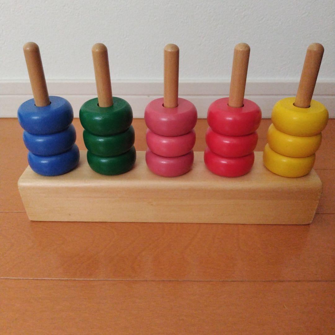 木製 知育玩具 リングタワー 5連 モンテッソーリ — image 3