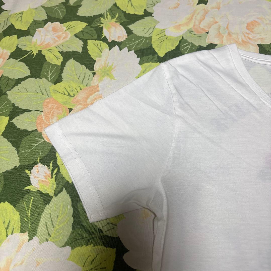 美品【値下げOK】STOOGE & GO VネックTシャツ L 白ホワイト バラ — image 4