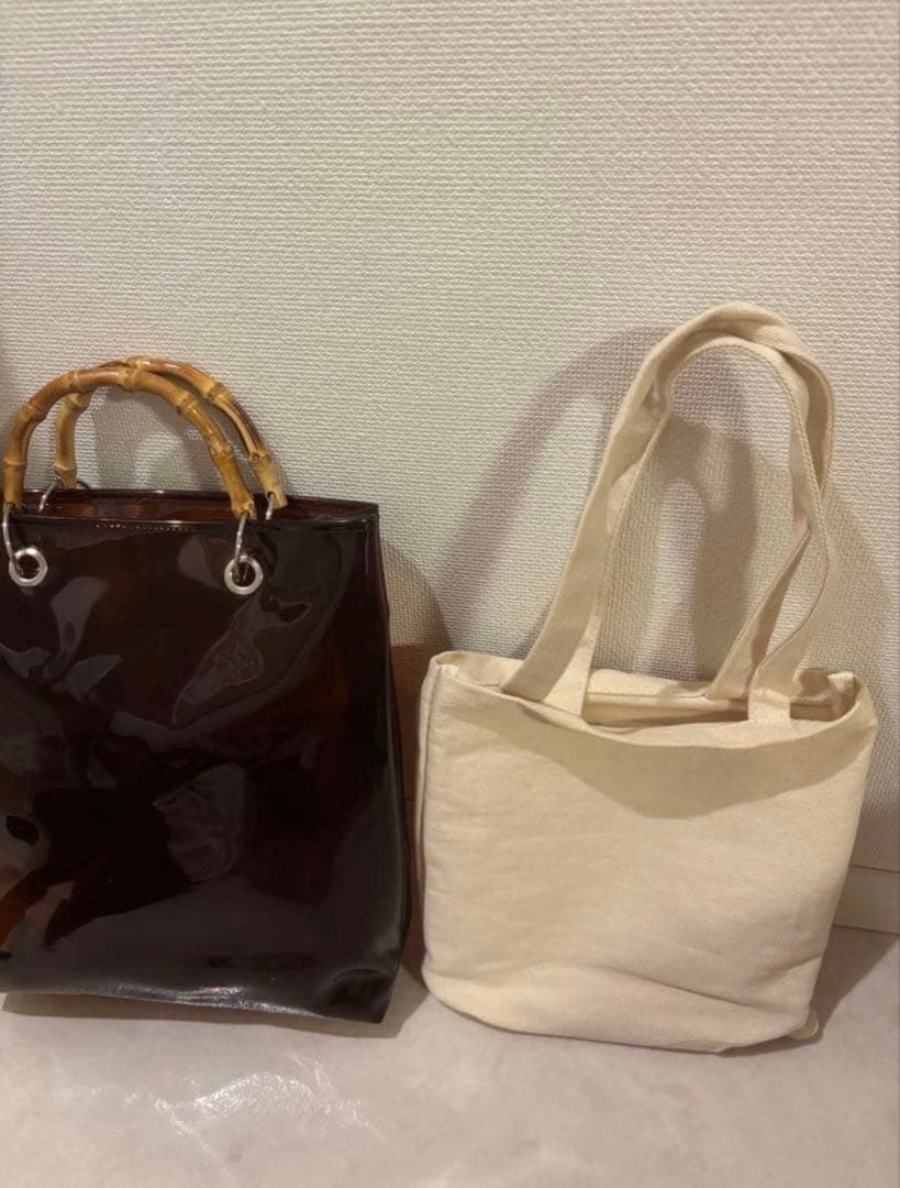 DHOLIC バンブーハンドル クリアバッグ ブラウン — image 2