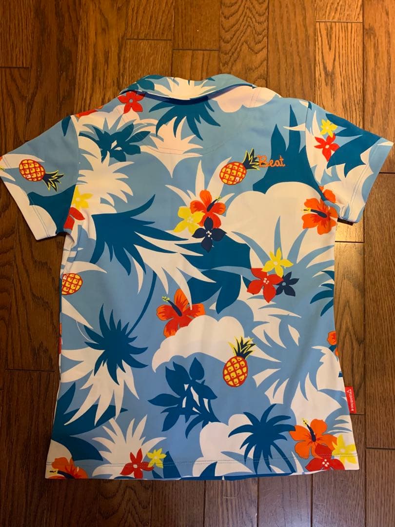 【美品】le coq sportif 花、パイン柄ゴルフポロシャツ M — image 4