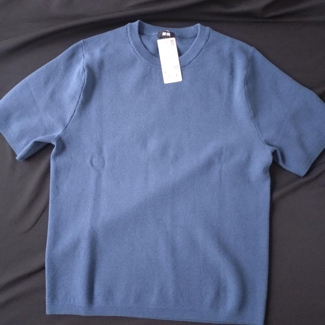 新品 タグ付き ユニクロ ウォッシャブルミラノリブニットTシャツ 美品 ブルー — image 5