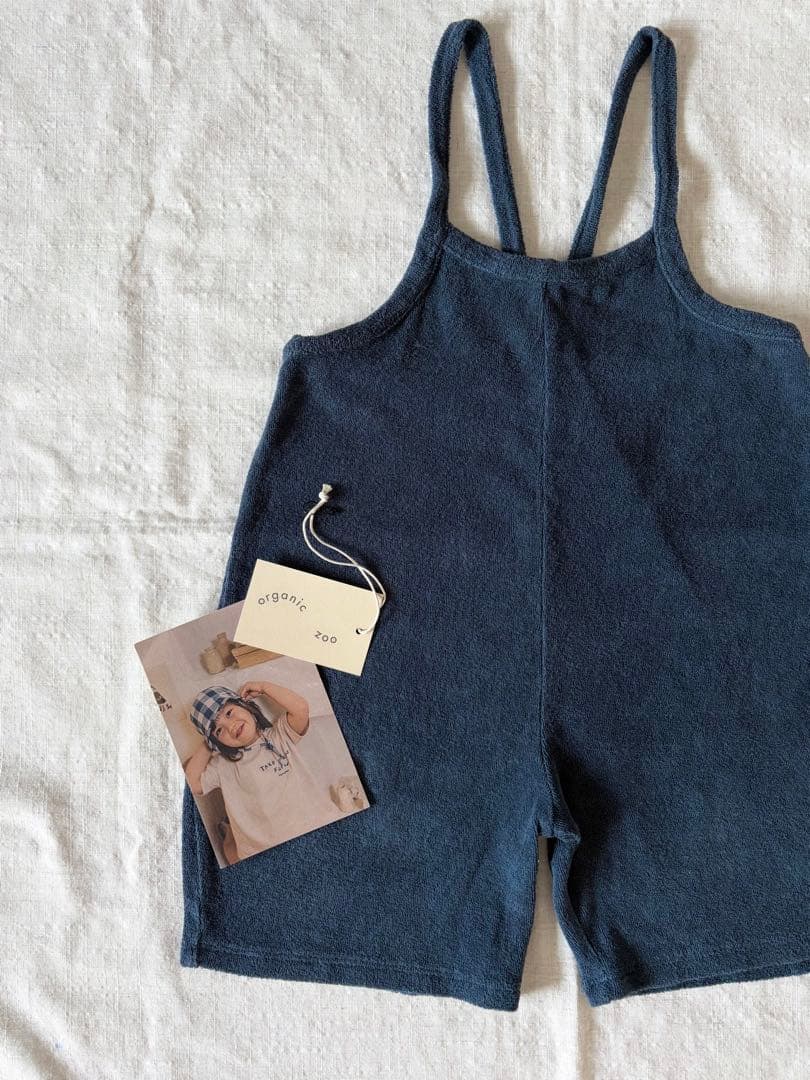 organic zoo NAVY TERRY CROPPED DUNGAREES — image 2