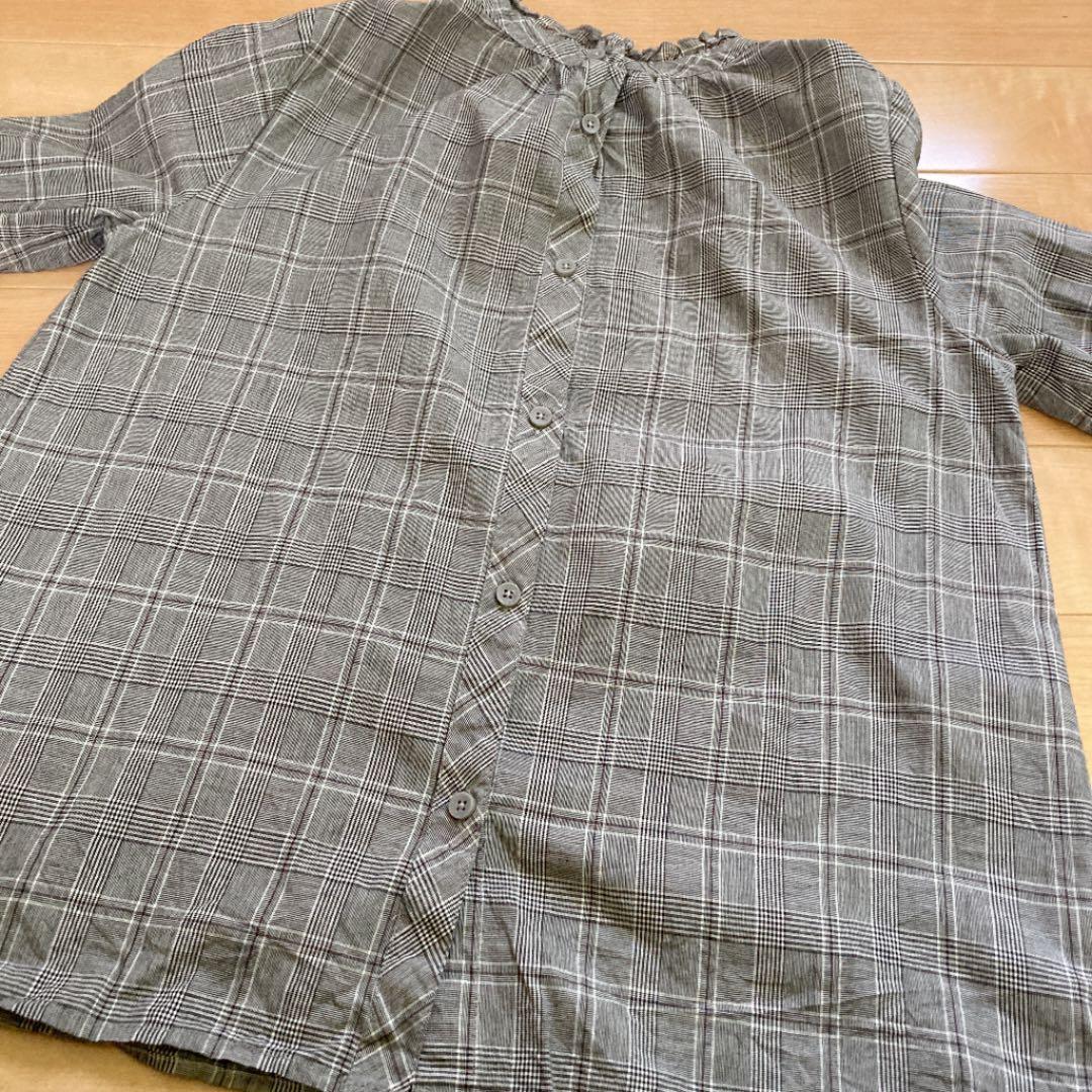 チェックシャツ 半端袖 トップス レディース — image 2