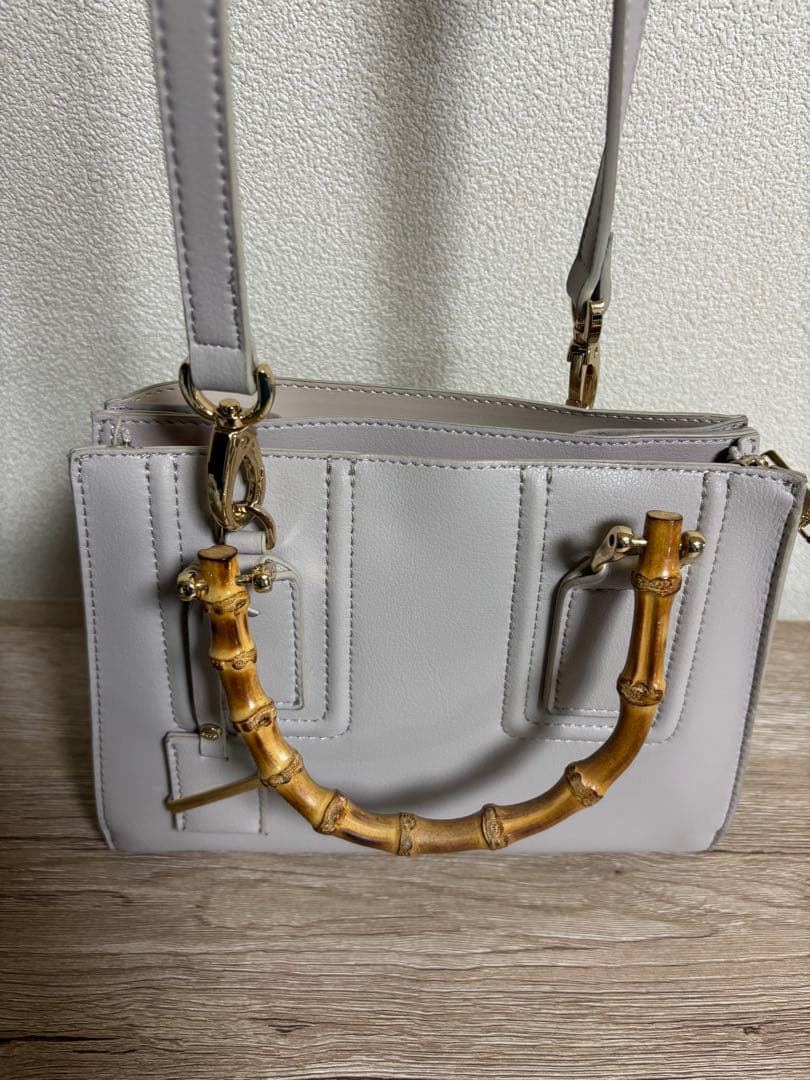 ROPE バンブーハンドル 2WAY ハンドバッグ グレー バンブー ジャバラ — image 3