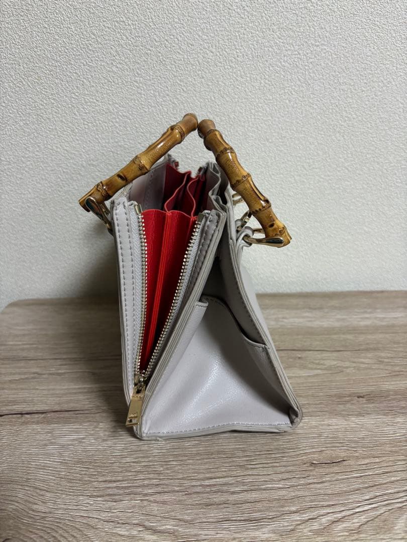 ROPE バンブーハンドル 2WAY ハンドバッグ グレー バンブー ジャバラ — image 4