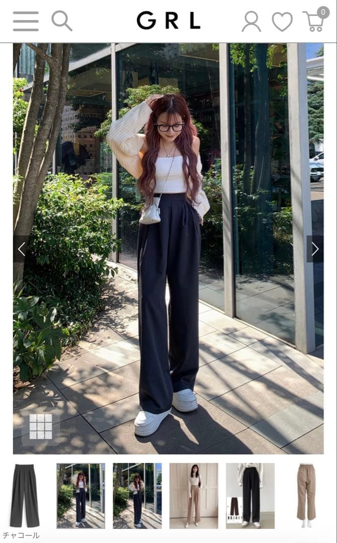 GRL グレイル ベーシックストレートパンツ[fo2252] チャコール — image 2