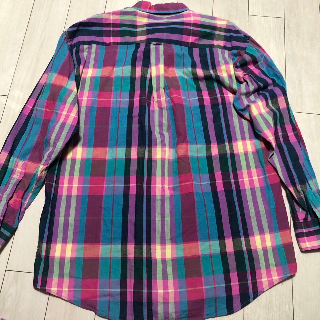 古着　チェックシャツ　ビッグシルエットシャツ　長袖シャツ　カラフル — image 2