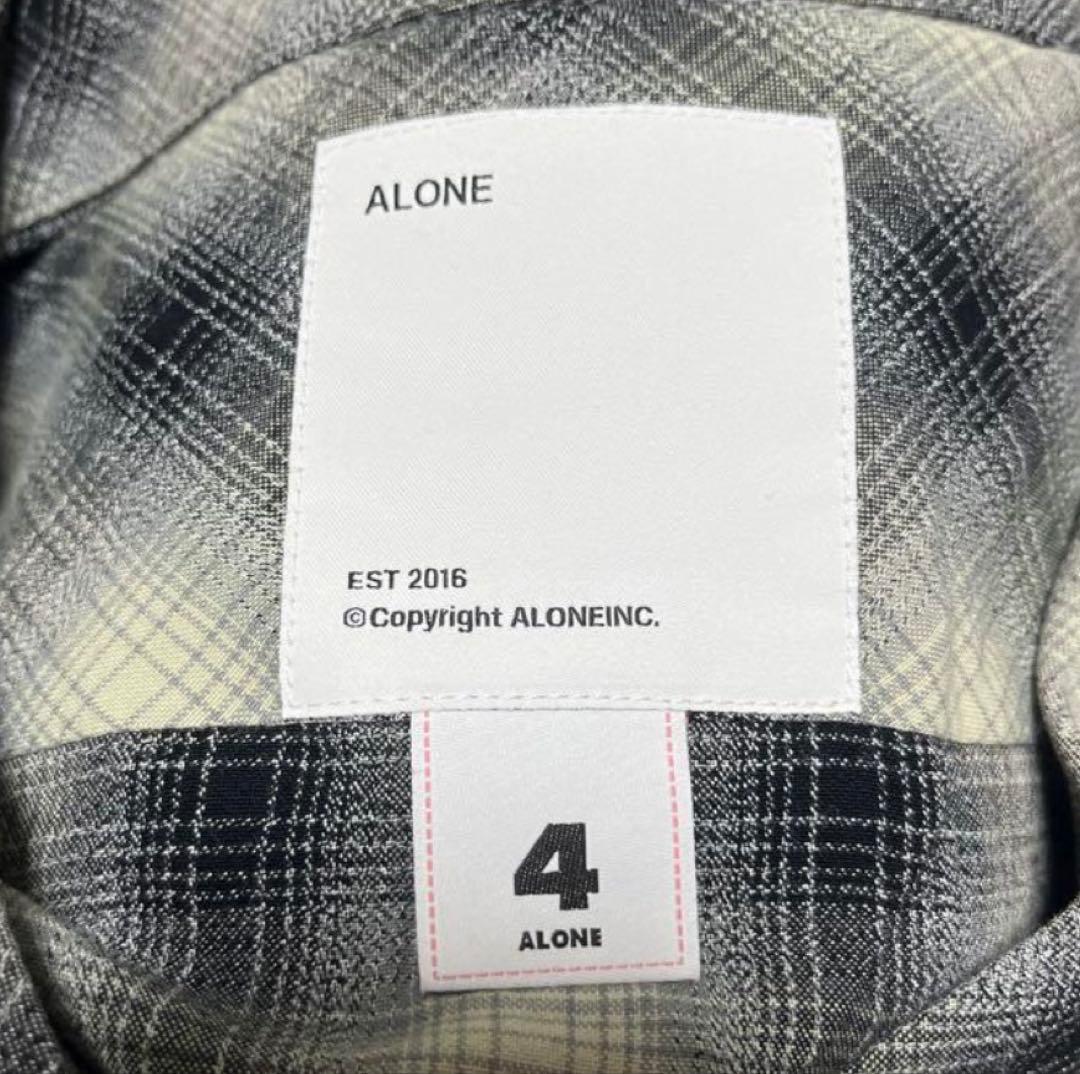 SALE未使用ALONE 半袖レーヨンチェックシャツ — image 3