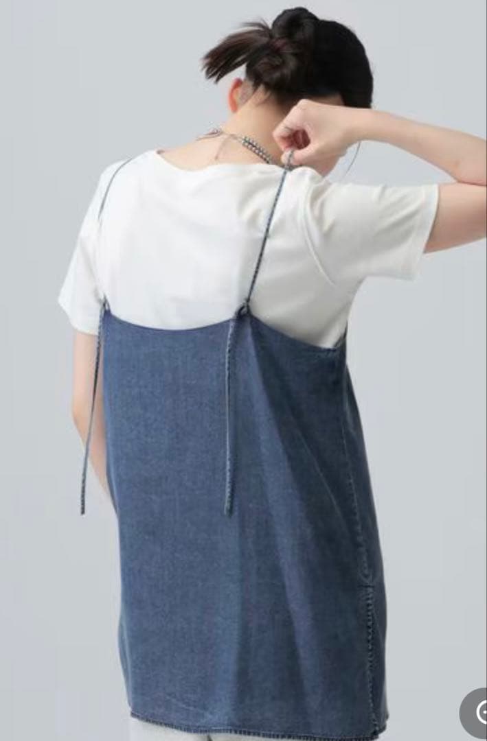 新品、未使用　レプシィムテンセルデニムスクエアキャミ ブルー FREE — image 3