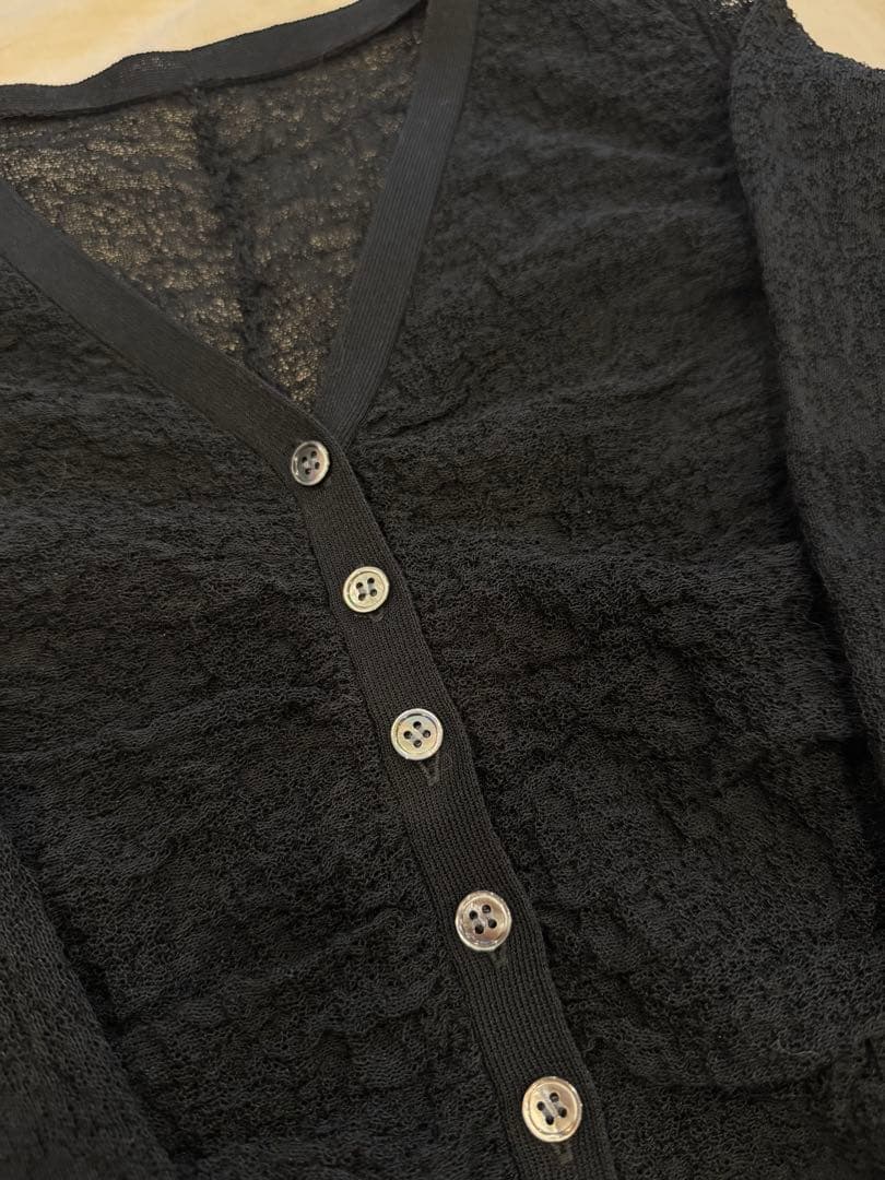 ADAM ET ROPE' FEMMEクレープリンクスギャザーシアーカーディガン — image 5