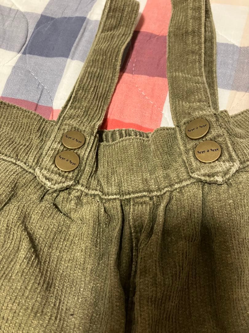 オリーブグリーン コーデュロイロンパース — image 2