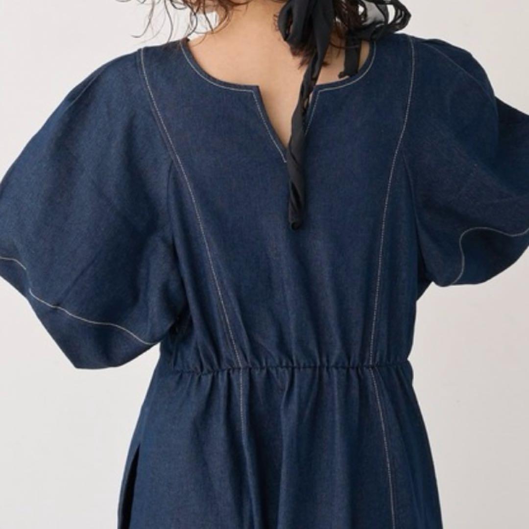 natural couture ランタンスリーブワンピース　デニム インディゴ — image 5