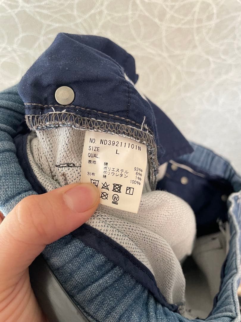 ダメージ加工ライトブルーデニムパンツ Lサイズ — image 3