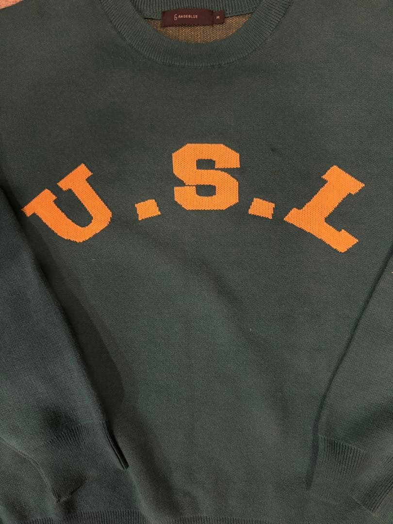 RAGEBLUE U.S.L ロゴ クルーネック ニット セーター — image 3