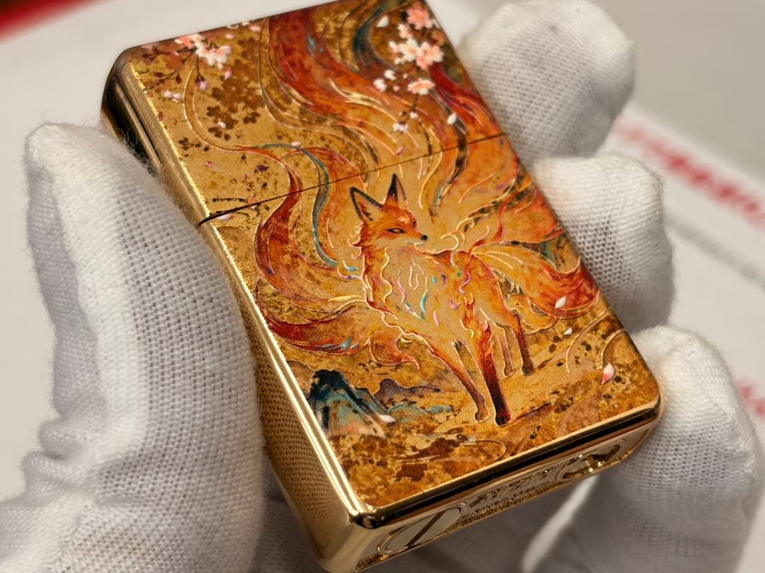 綺麗色の金色仕上げ 両目の九尾狐 オイルライター喫煙グッズ 新品 — image 3