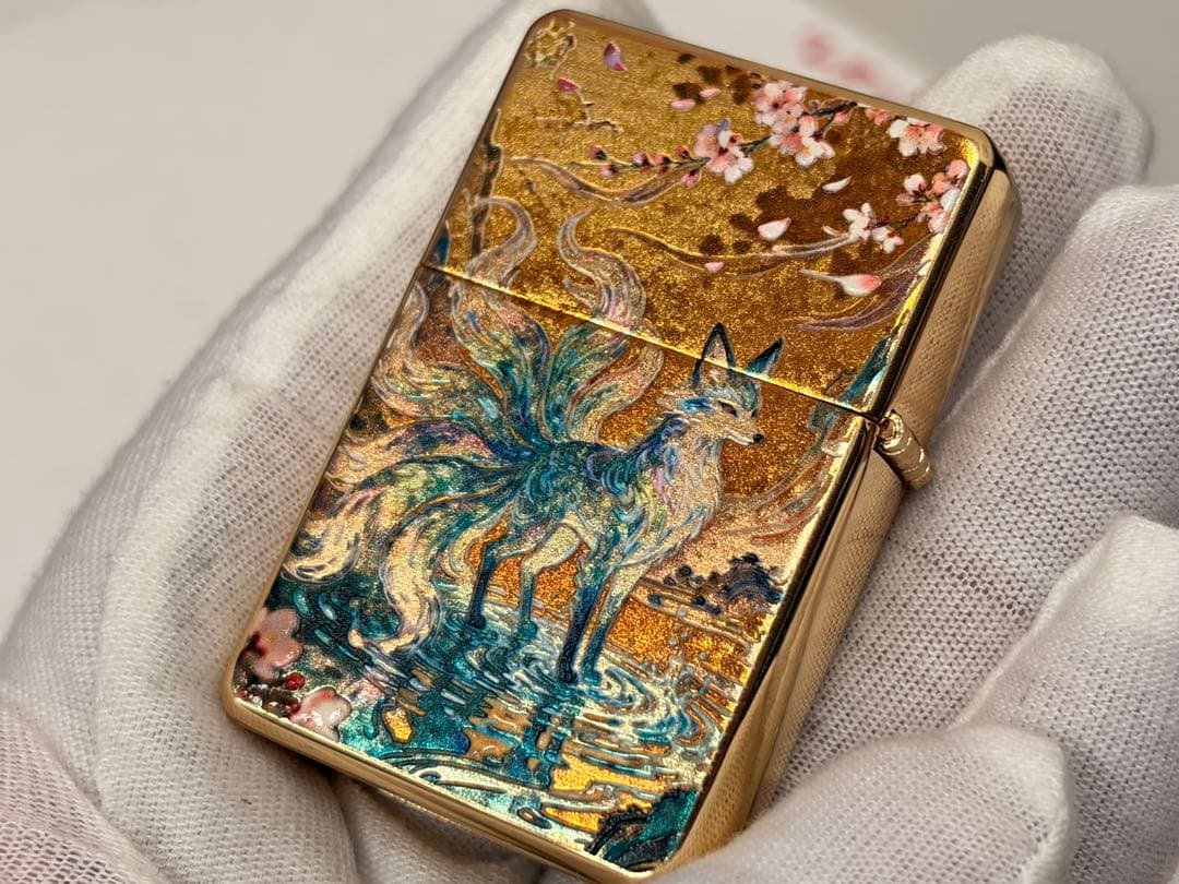 綺麗色の金色仕上げ 両目の九尾狐 オイルライター喫煙グッズ 新品 — image 4