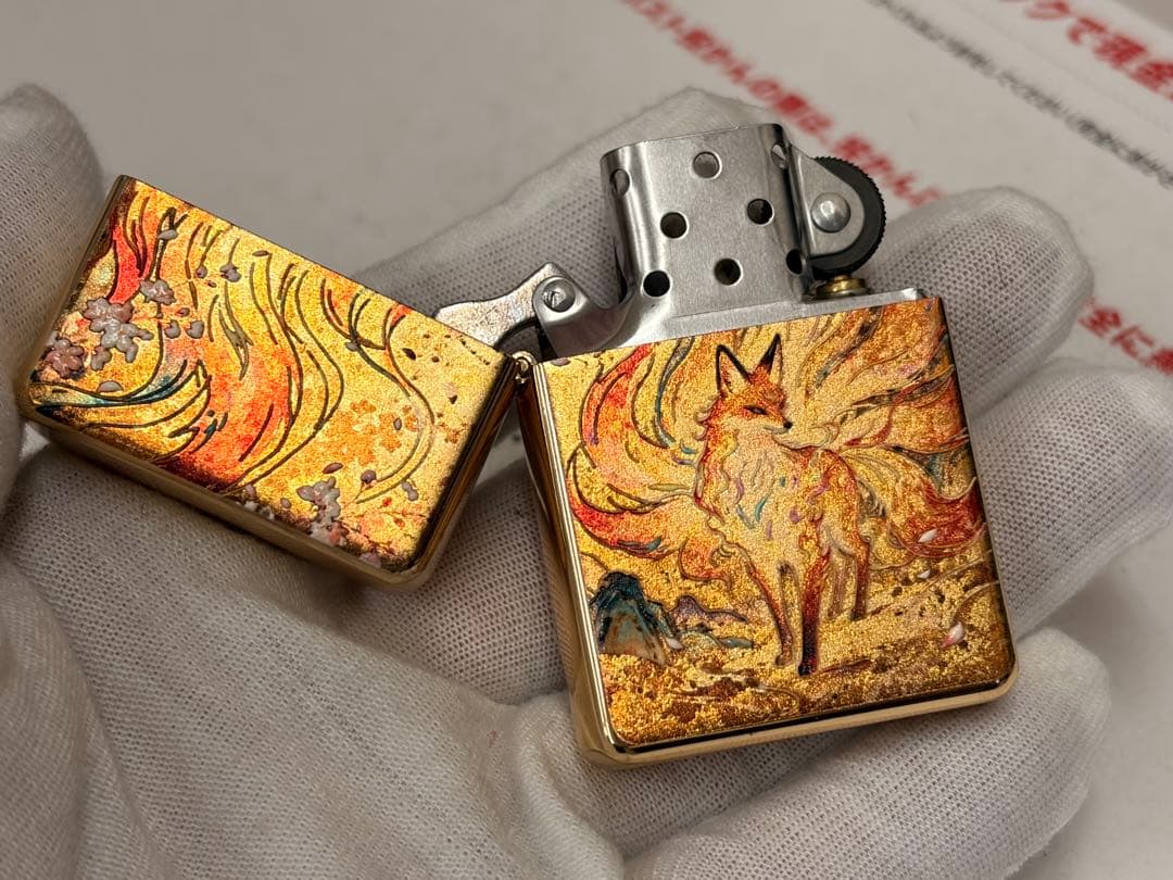 綺麗色の金色仕上げ 両目の九尾狐 オイルライター喫煙グッズ 新品 — image 5