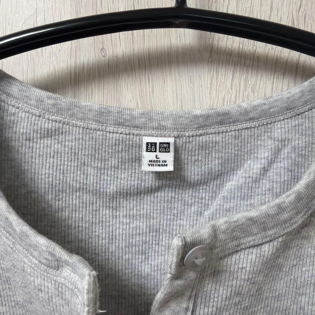 UNIQLO リブヘンリーネック 長袖カットソー グレー L — image 2
