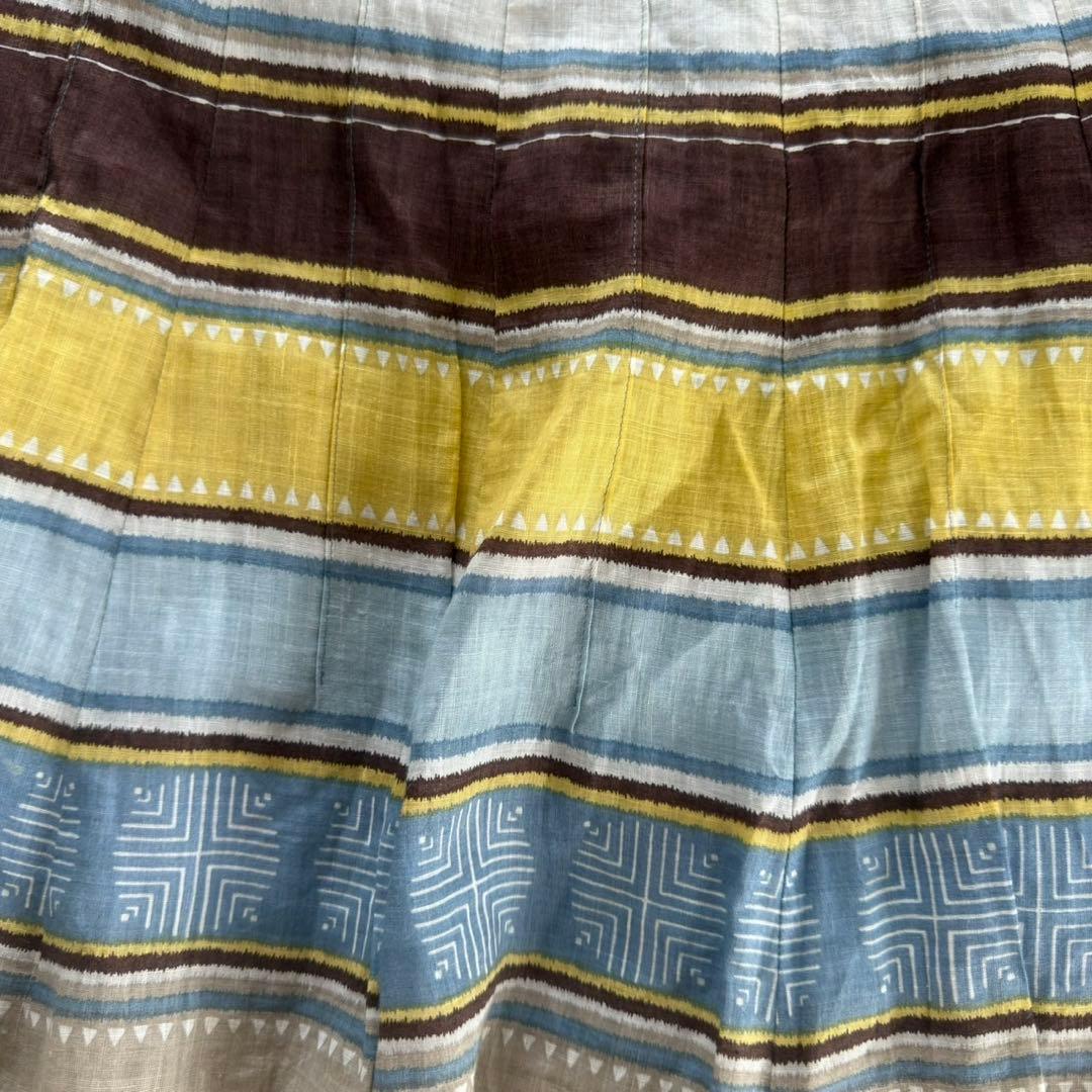 【美品】アルチザン カラフルなストライプスカート サイドファスナー 麻 — image 5