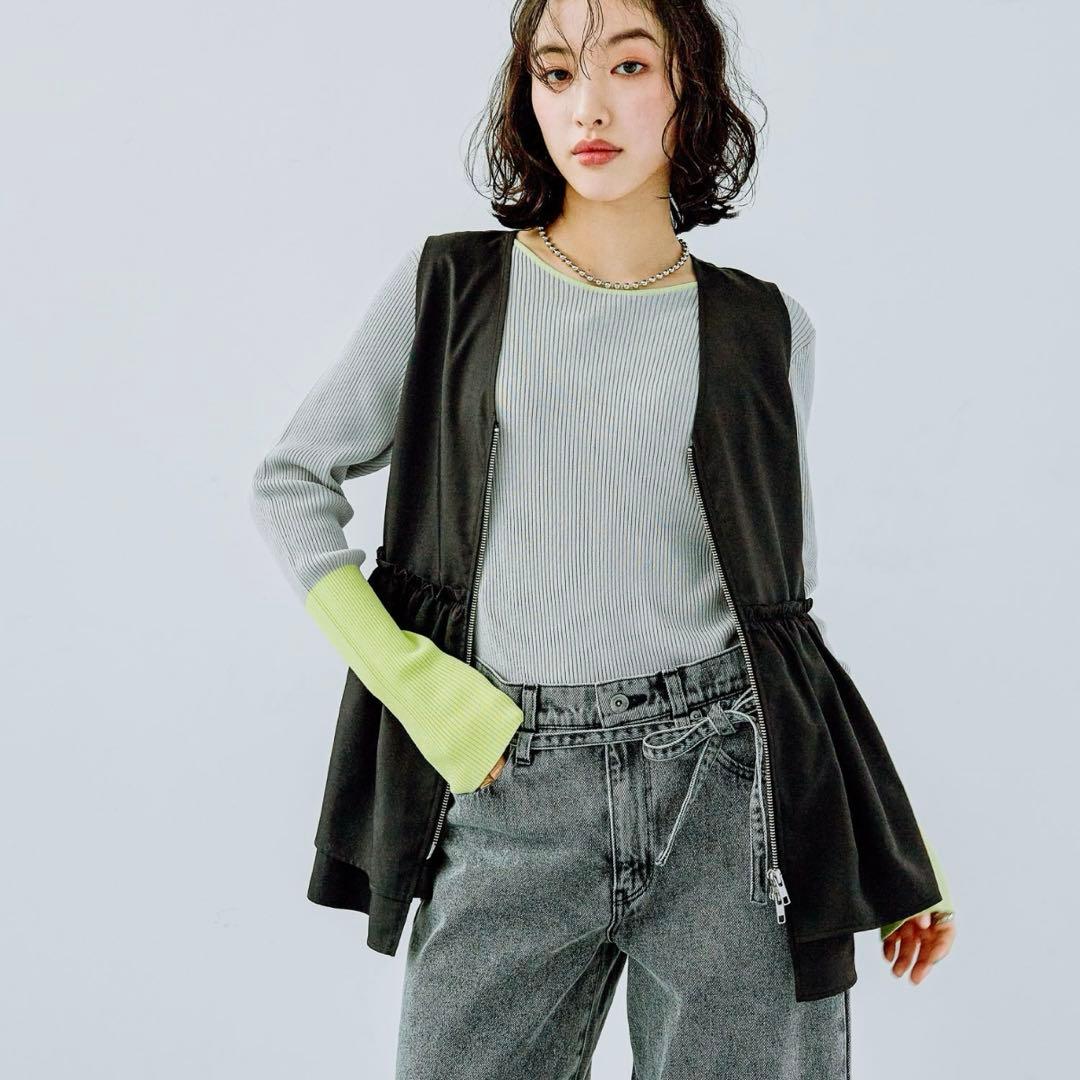 LEPSIM♡レプシィム♡ギャザーWジップベスト♡新品♡ブラック♡ — image 3