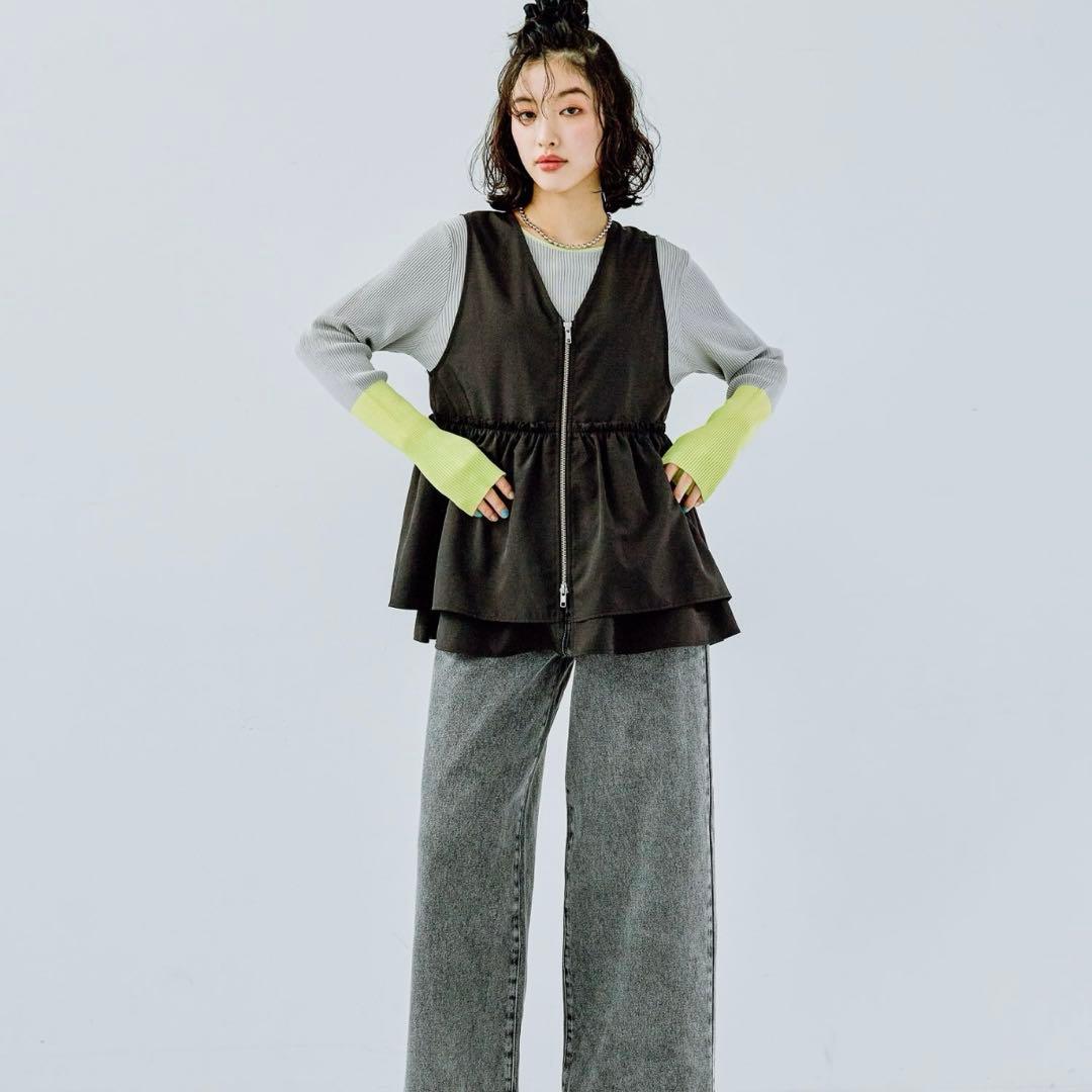 LEPSIM♡レプシィム♡ギャザーWジップベスト♡新品♡ブラック♡ — image 4