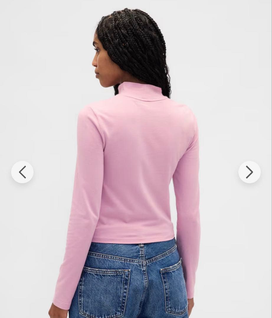 【タグ付き新品未使用】 gapロゴ クロップド モックネックトップス ピンク — image 2