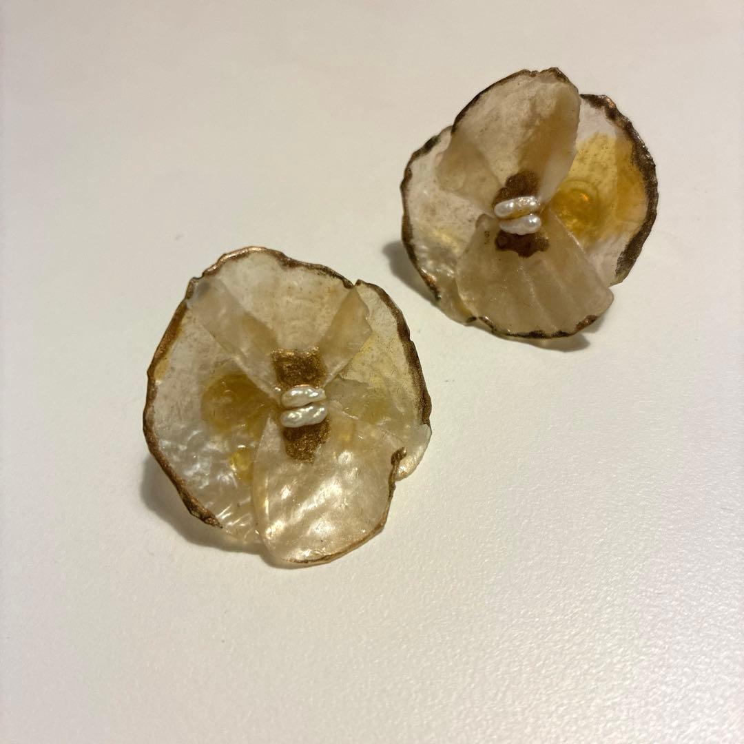 ハンドメイド 樹脂イヤリング 天然石イヤリング — image 4