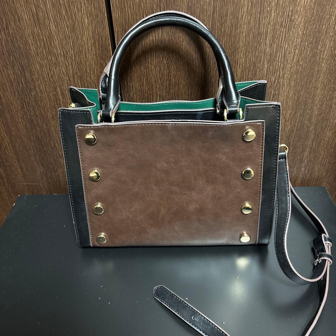 JEANASIS 2way ハンドバッグ スタッズ装飾 ブラック ブラウン — image 2